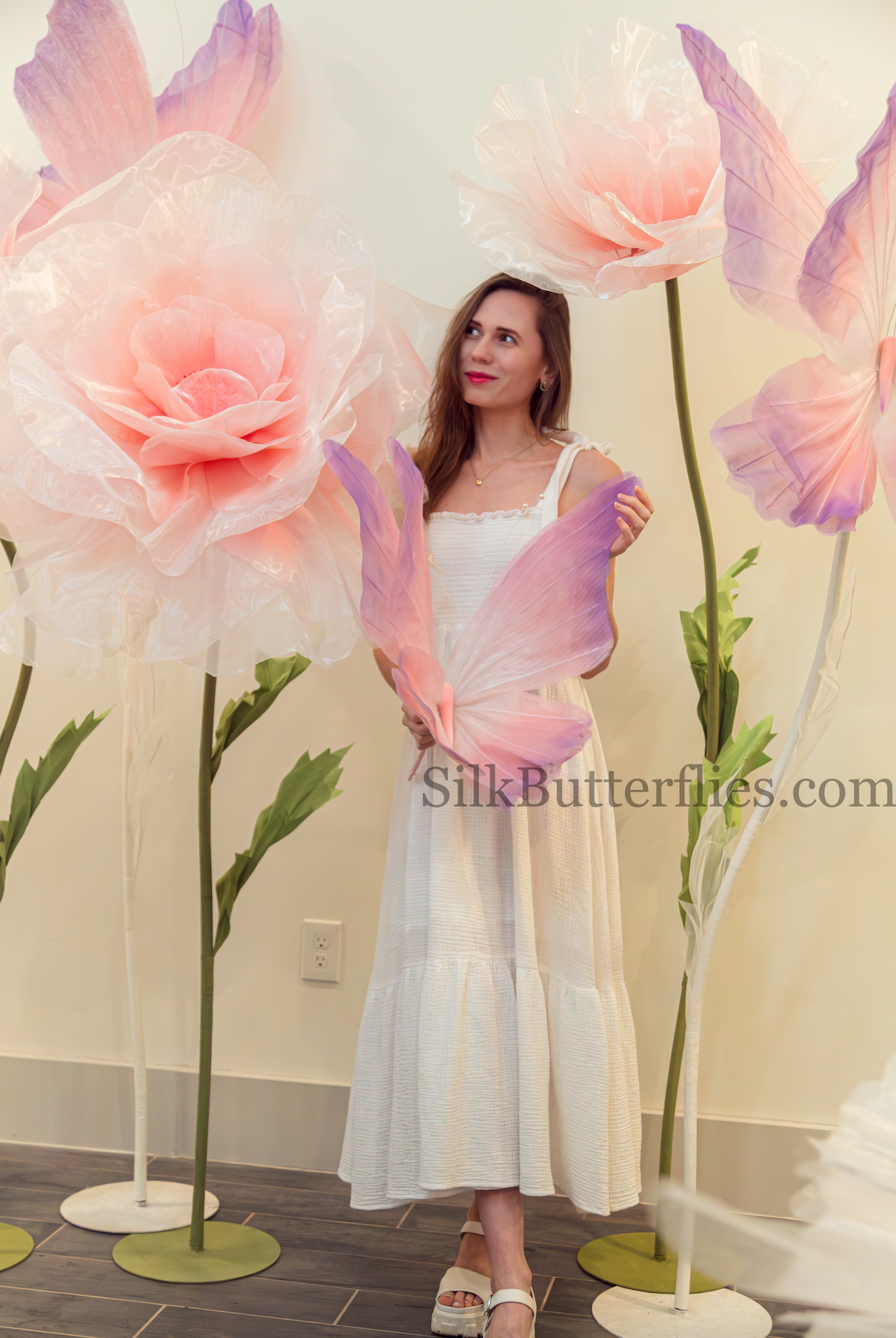 Giant Silk Butterflies event decor