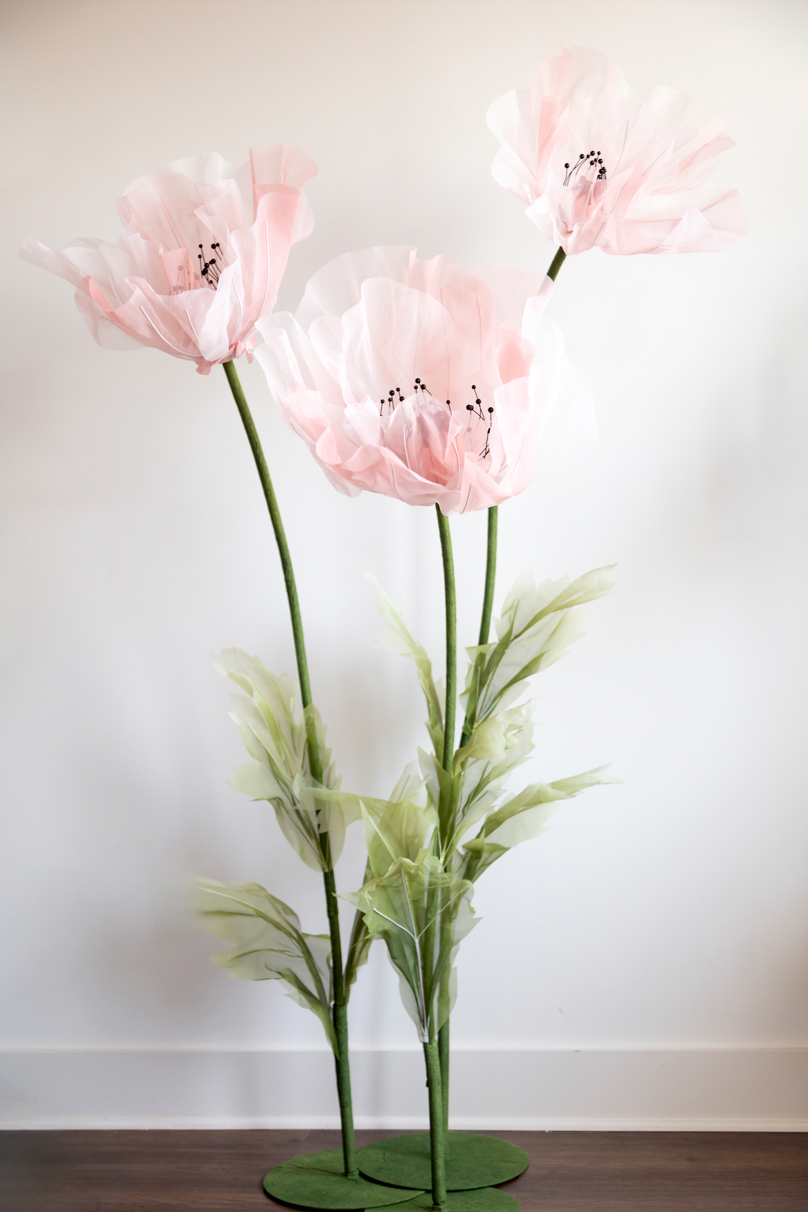 Luxury Wedding decor - Giant Pink Flowers Handmade of Silk