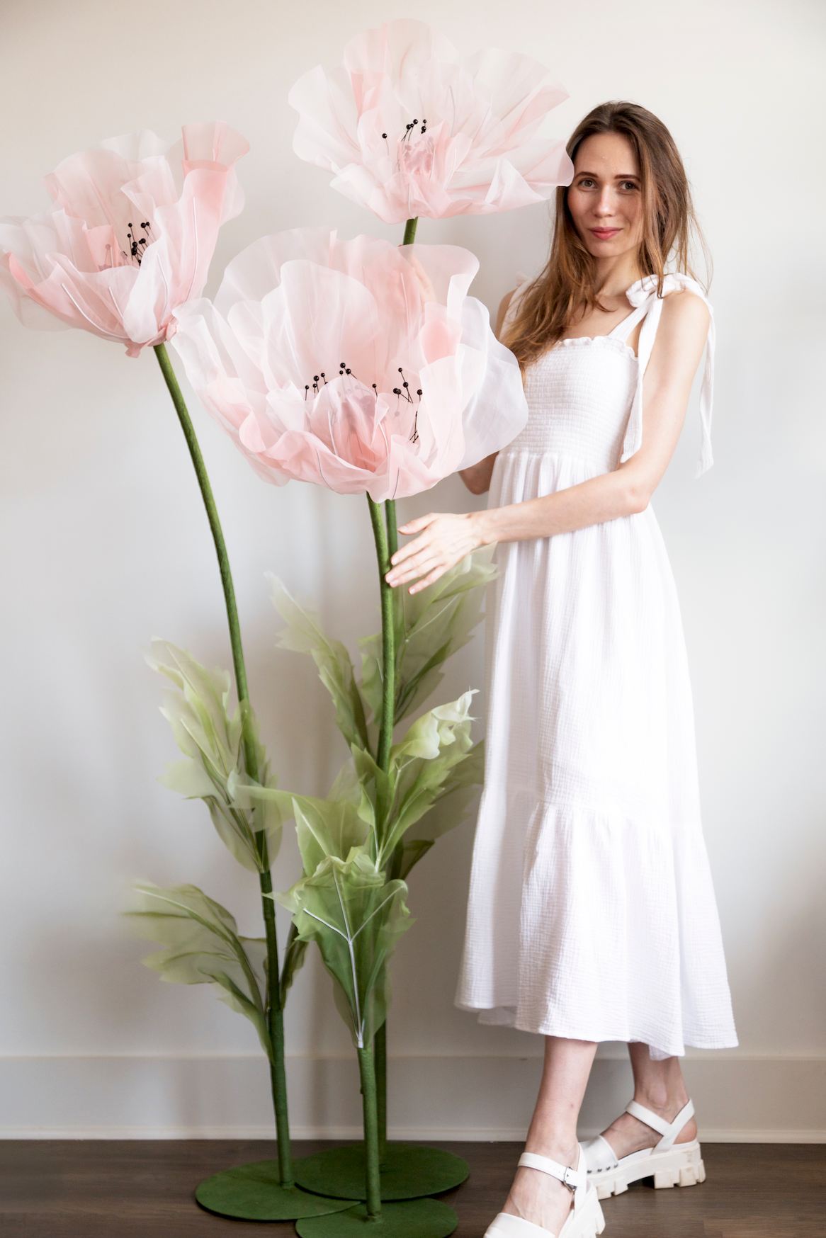 Conjunto de Flores Gigantes Rosa Tiernas 3 Flores
