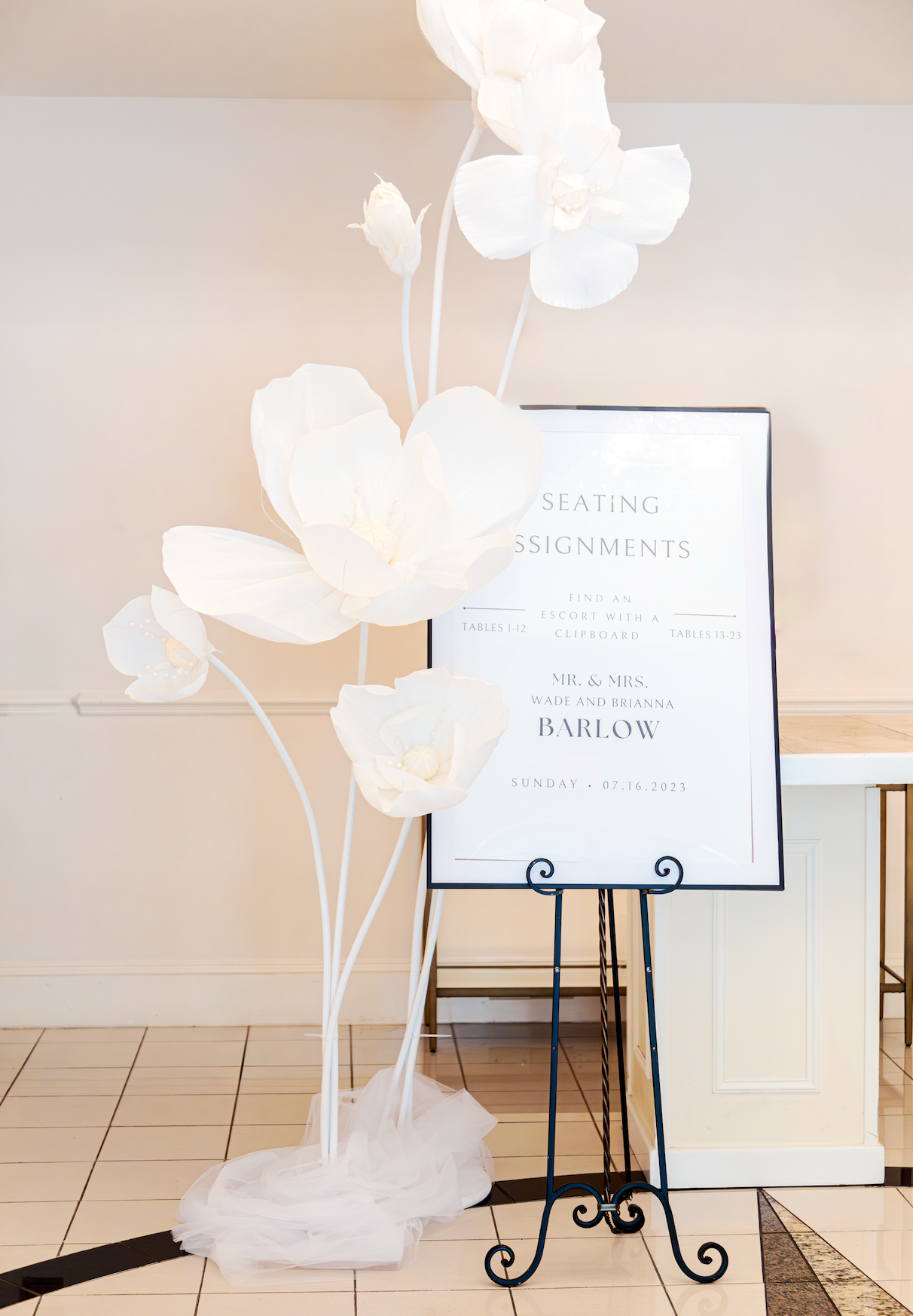 Giant White Flowers wedding reception