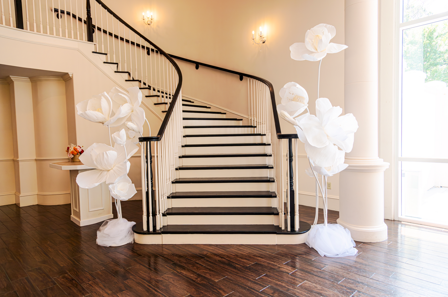 Giant White Flowers for stairs decor
