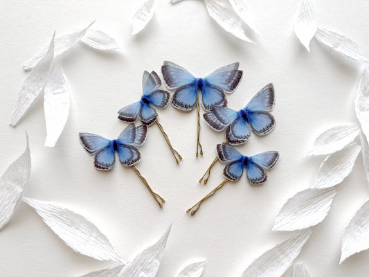 Set of 5 Silk Butterfly Hairpins in Boho Chic Style