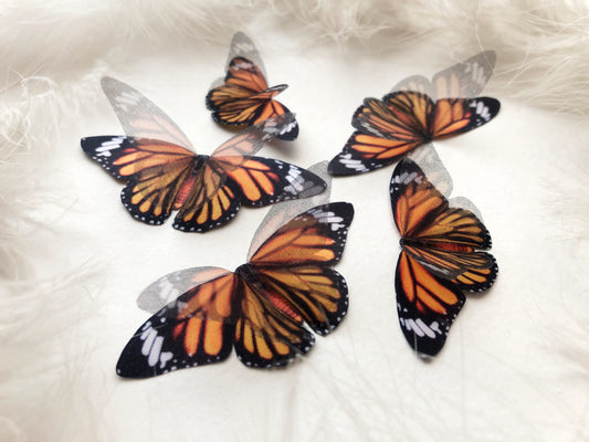 3D Faux Monarch Butterflies Handmade on white background