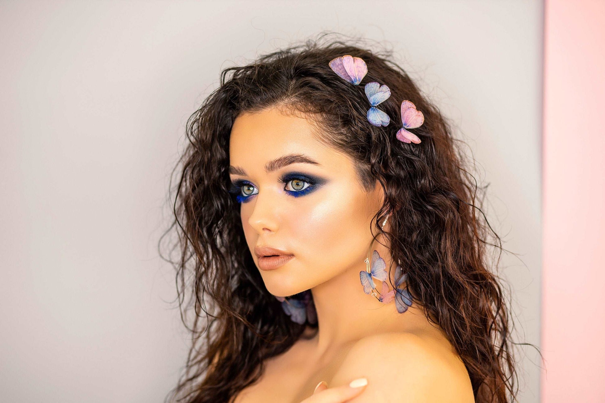 Light Blue Butterfly Hairpins for Unique Hairstyle - Silk Butterflies