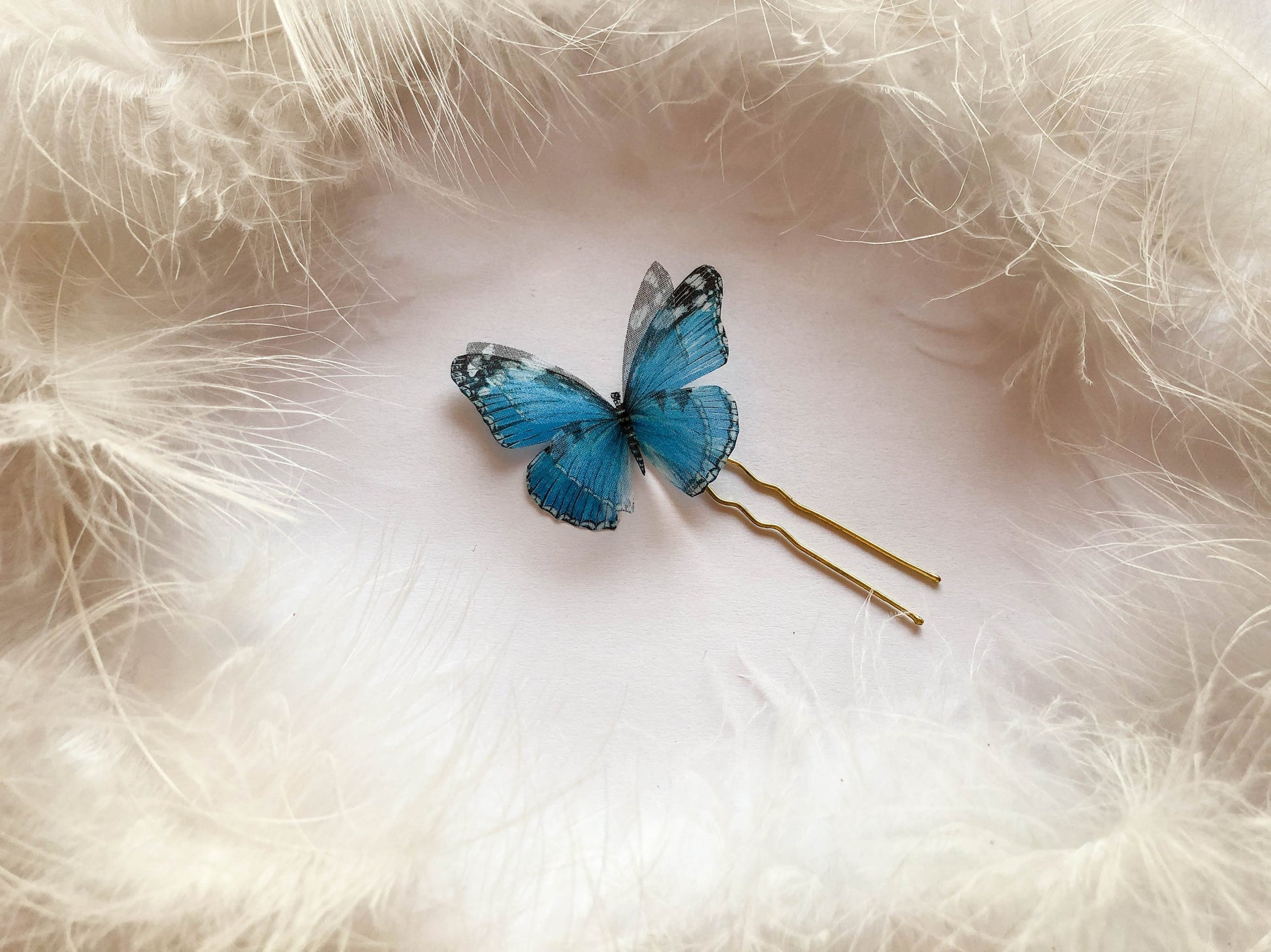Sapphire Butterfly HairPin - Silk Butterflies