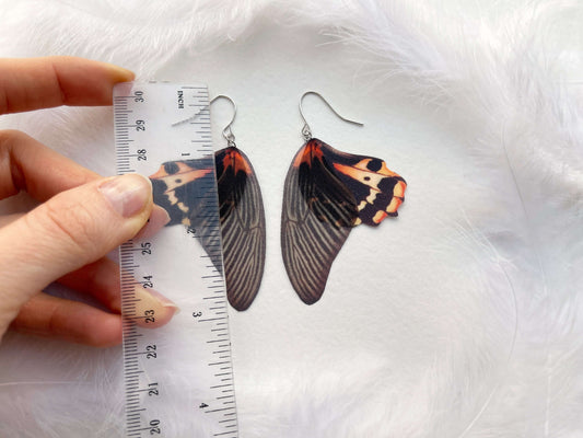 Handmade Gothic Style Wing Earrings with Black Wings and Whimsical Design