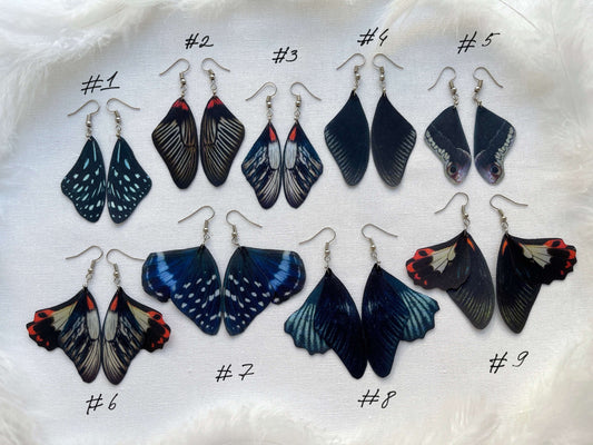 Black Whimsigoth Wings Earrings with Moth and Butterfly Design