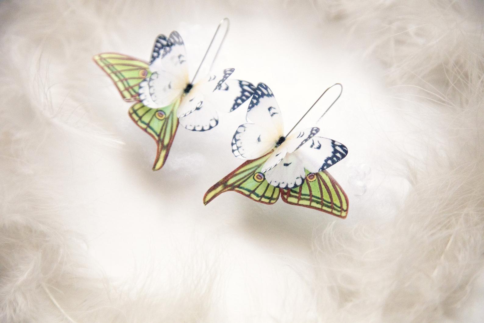 Whimsical ivory butterfly wing earrings