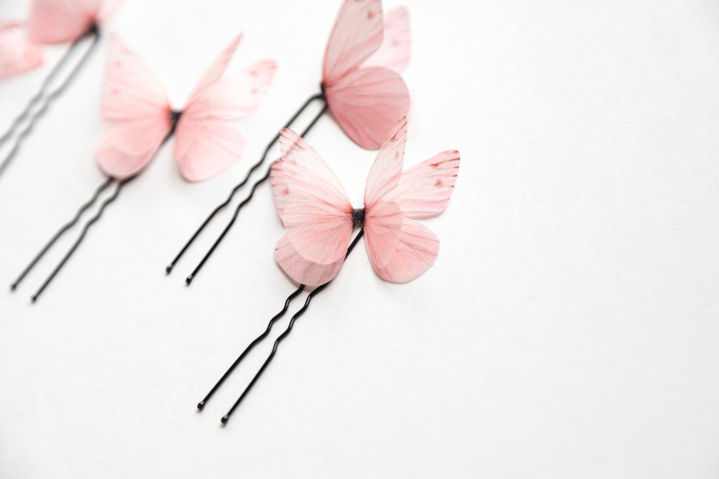 Set of Pale Pink Butterfly Hairpins