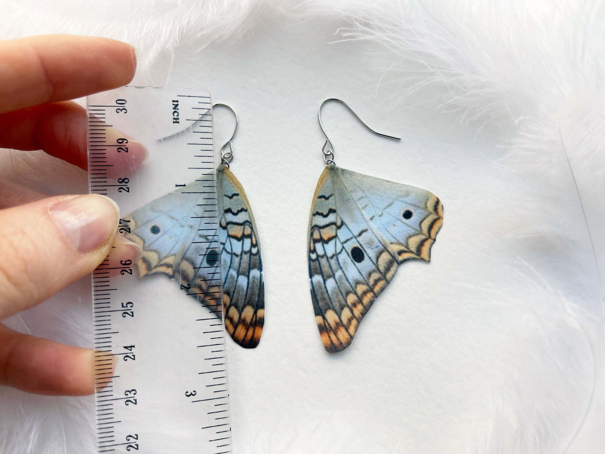 Aesthetic Dusty Blue Wing Earrings for Women