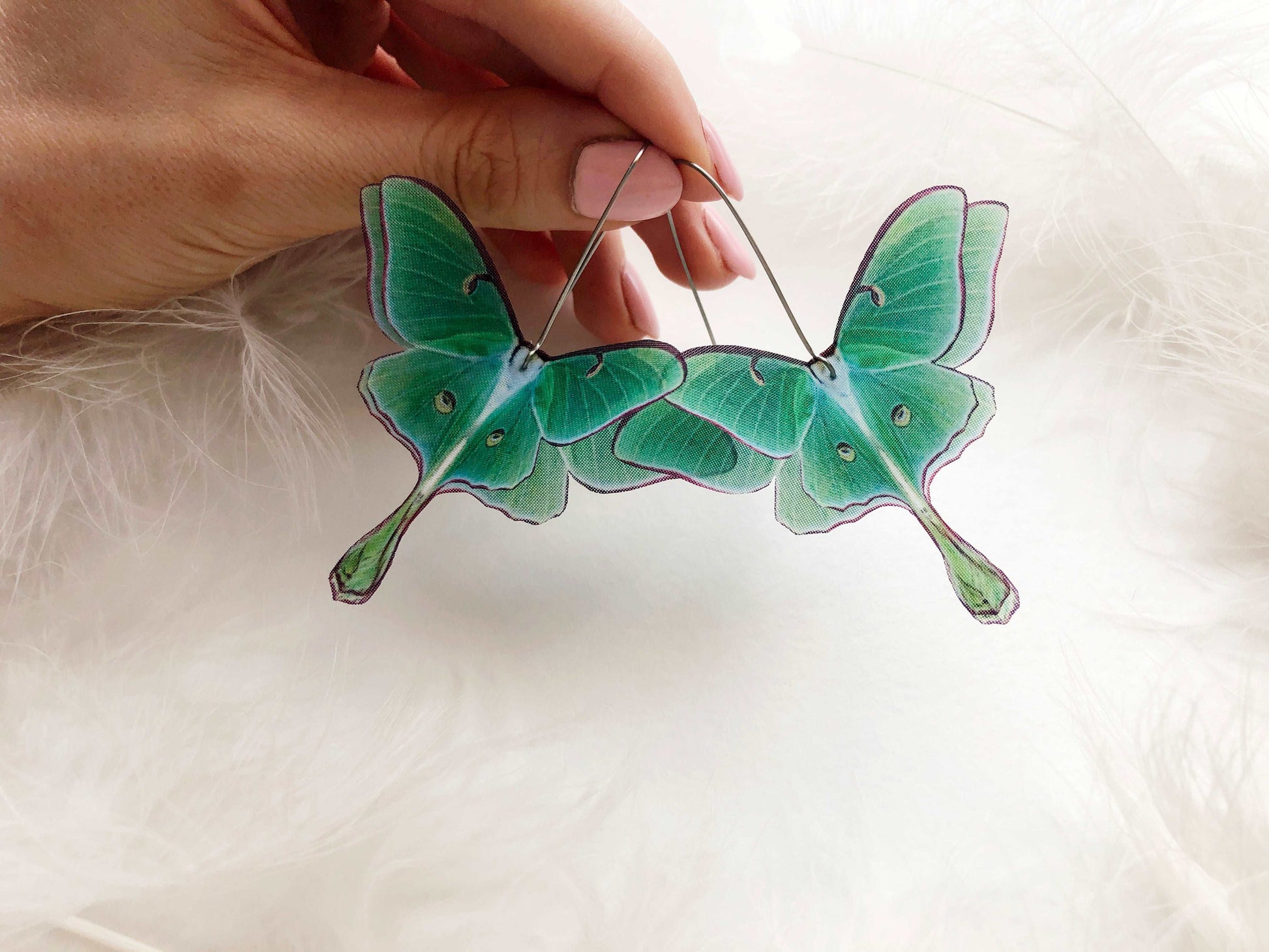 Handmade Luna Moth earrings with gift box, cute gift for her