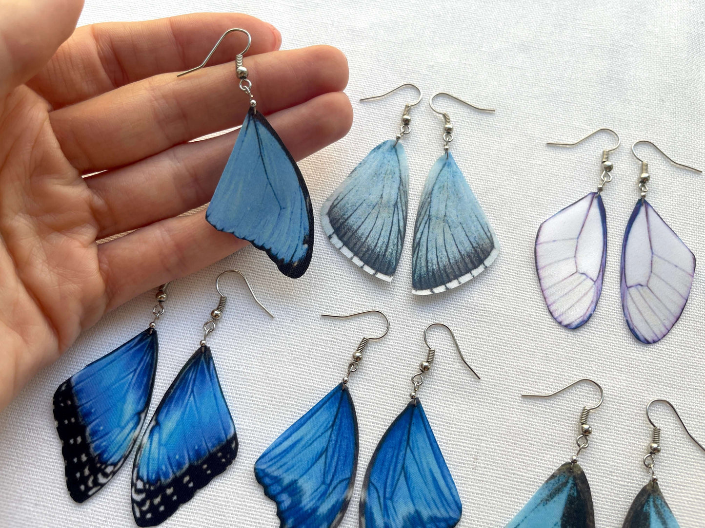 Dark Blue Butterfly Wing Earrings in Fairy Wings Design