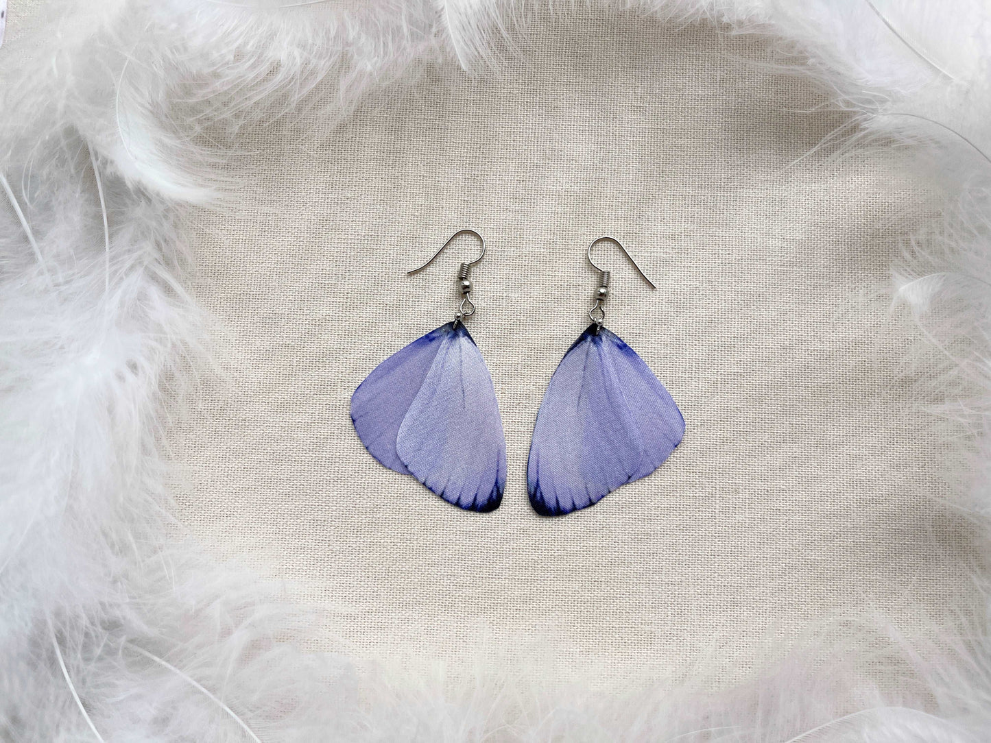 Lilac butterfly earrings with threader - whimsical and fun jewelry
