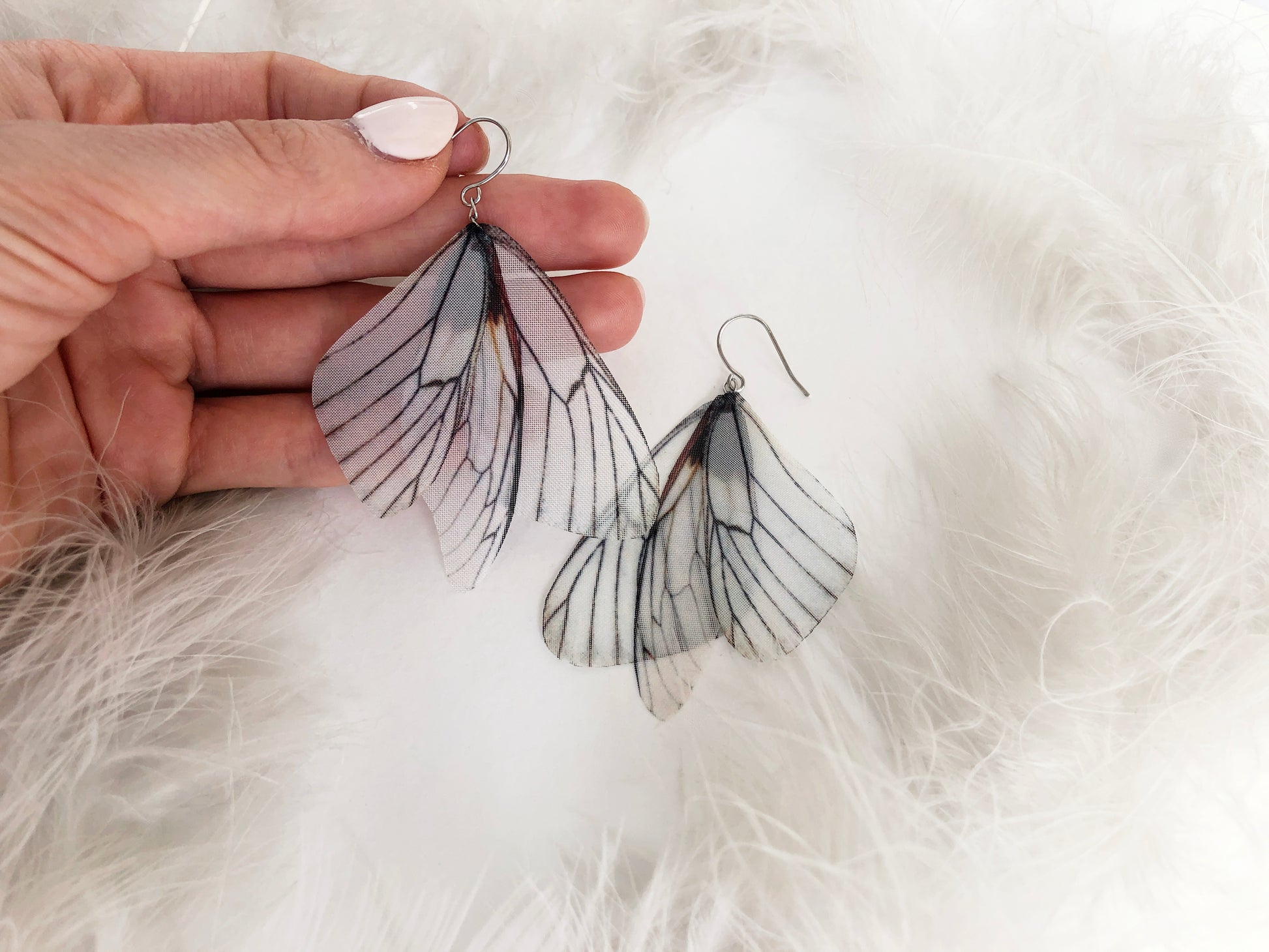Butterfly earrings in boho style hand made of silk lightweight and big in the same time, perfect gift for anyone who loves butterflies and moths, earrings in boho chic style with silk butterfly wings eco friendly and sustainable hand made of silk