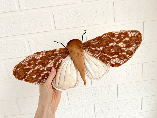 Textile Soft Sculpture Moth for Home Decor