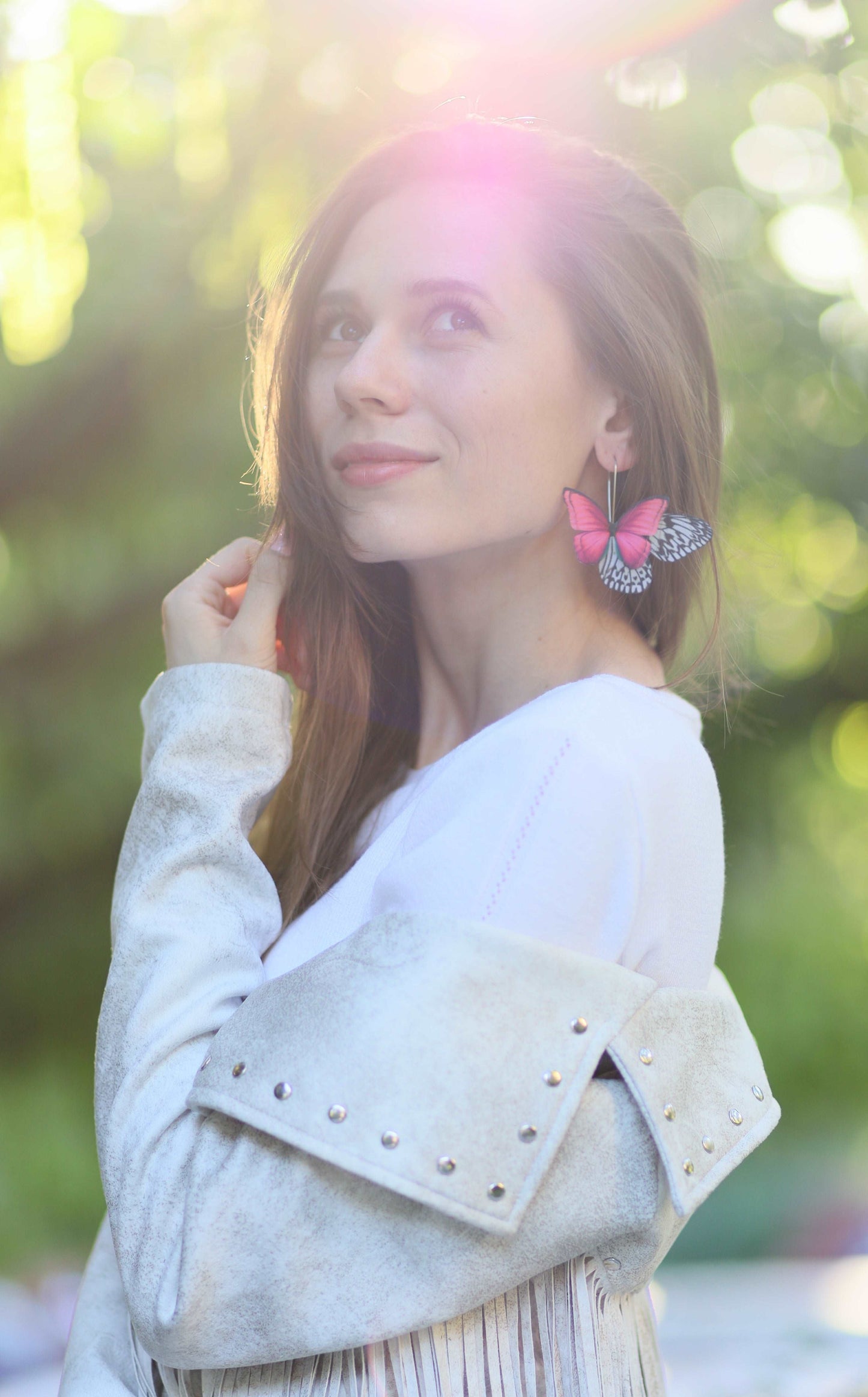 Multicolor butterfly earrings in boho style