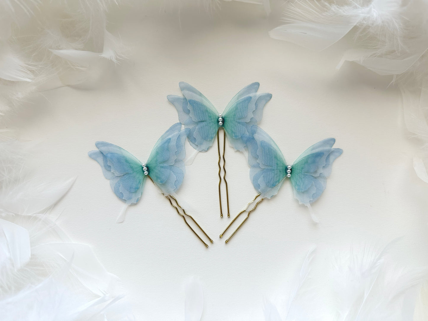 Beautiful blue butterfly bridal hairpin for the perfect something blue
