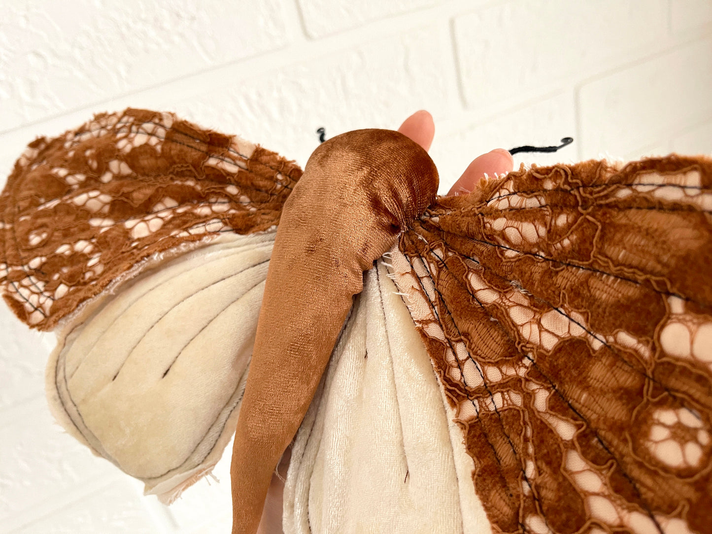 Textile Soft Sculpture Moth for Home Decor