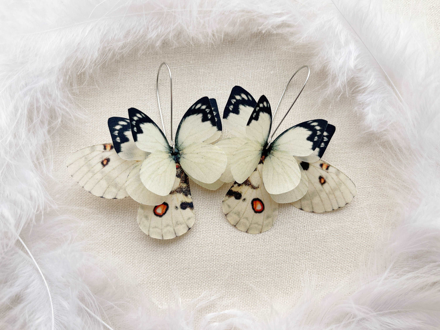 Ivory butterfly wings earrings in boho style