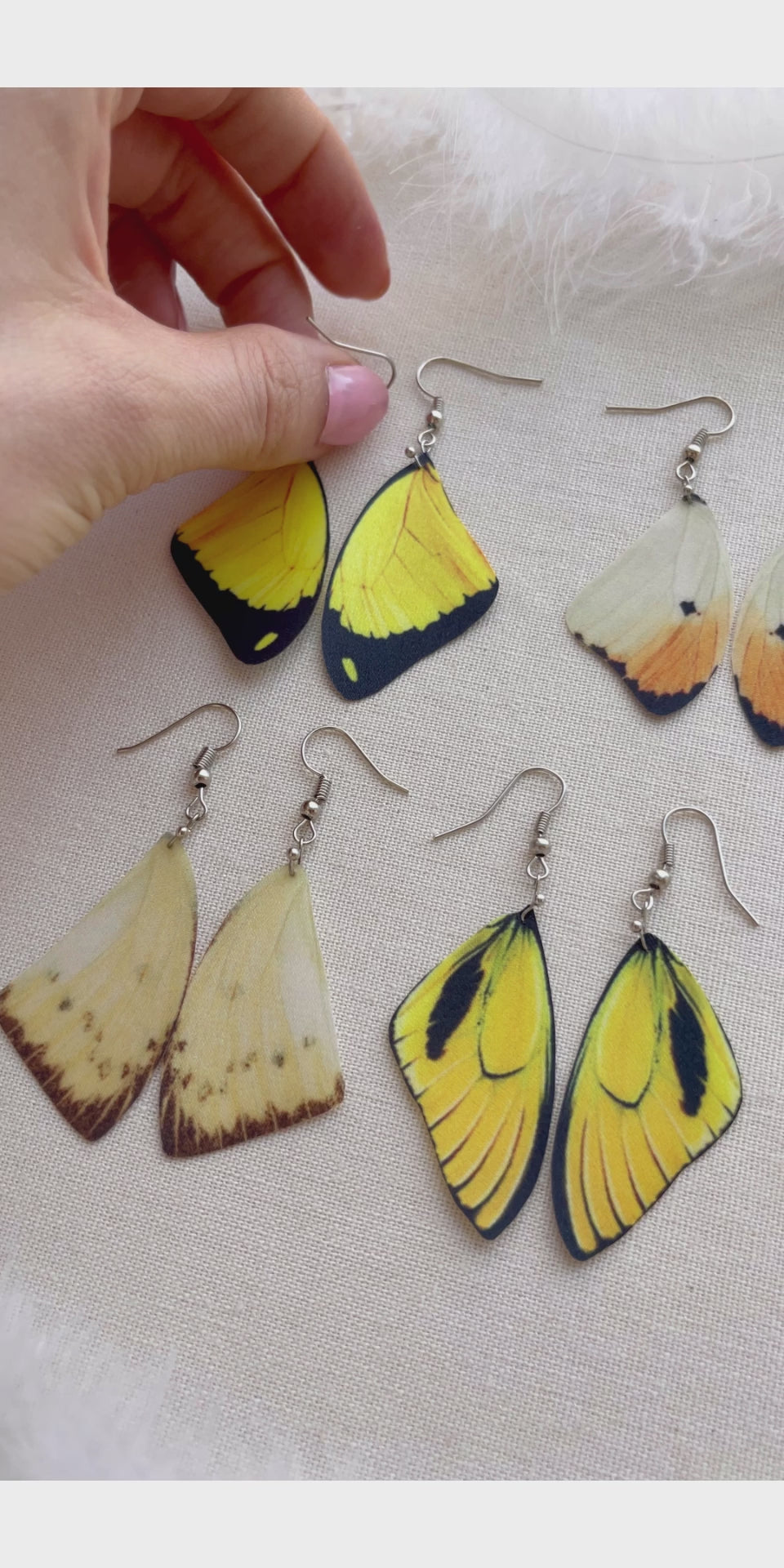 Stunning Butterfly Wing Earrings in Bright Yellow Color