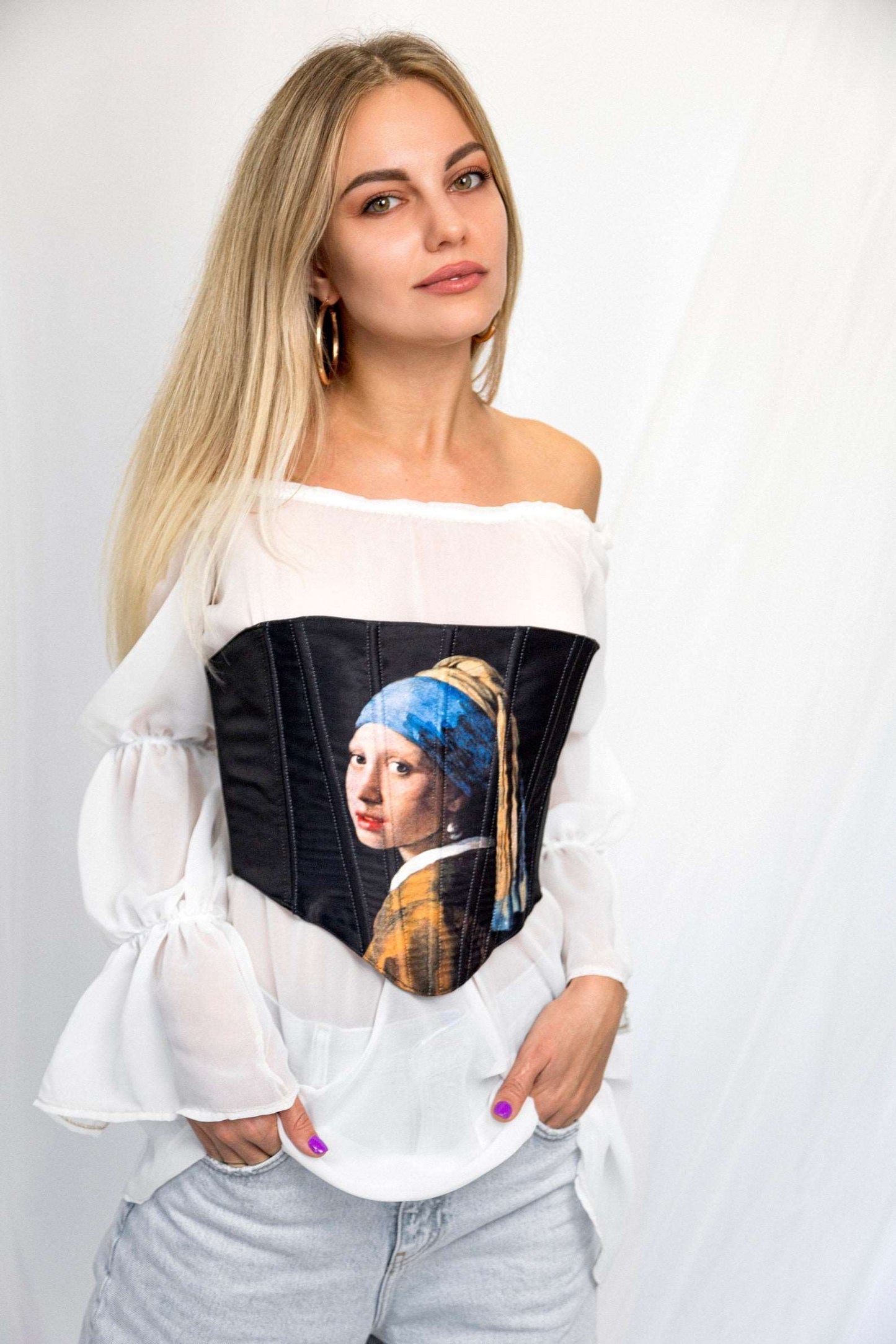 Handcrafted Renaissance corset with a Victorian twist, side view