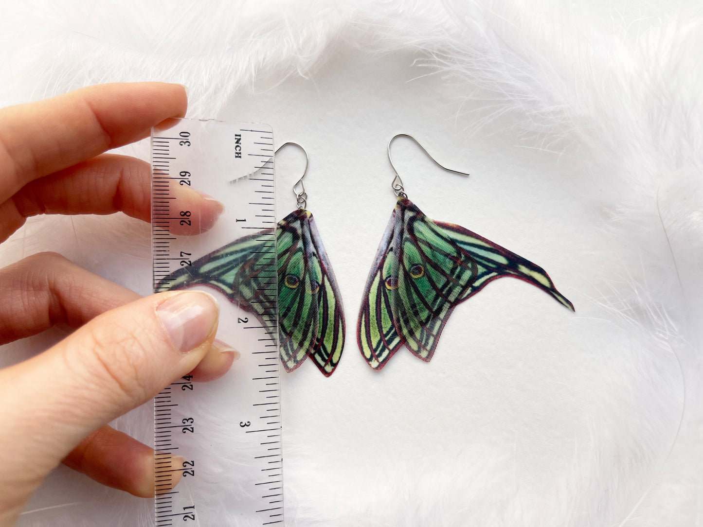Fairy Elven Earrings with Spanish Luna Moth Wings