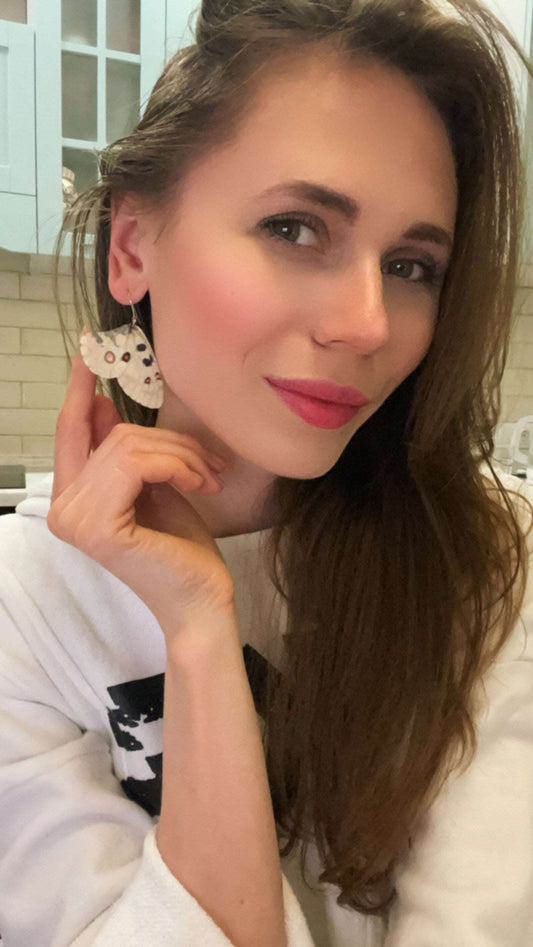 Handmade ivory butterfly wing earrings