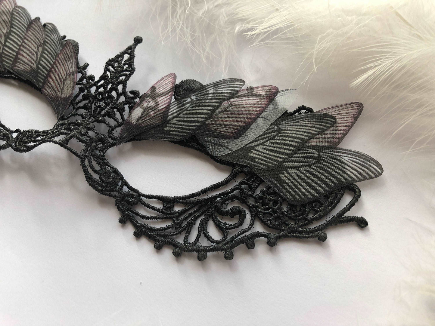 Mask of Black Silk Butterflies Wings - Silk Butterflies