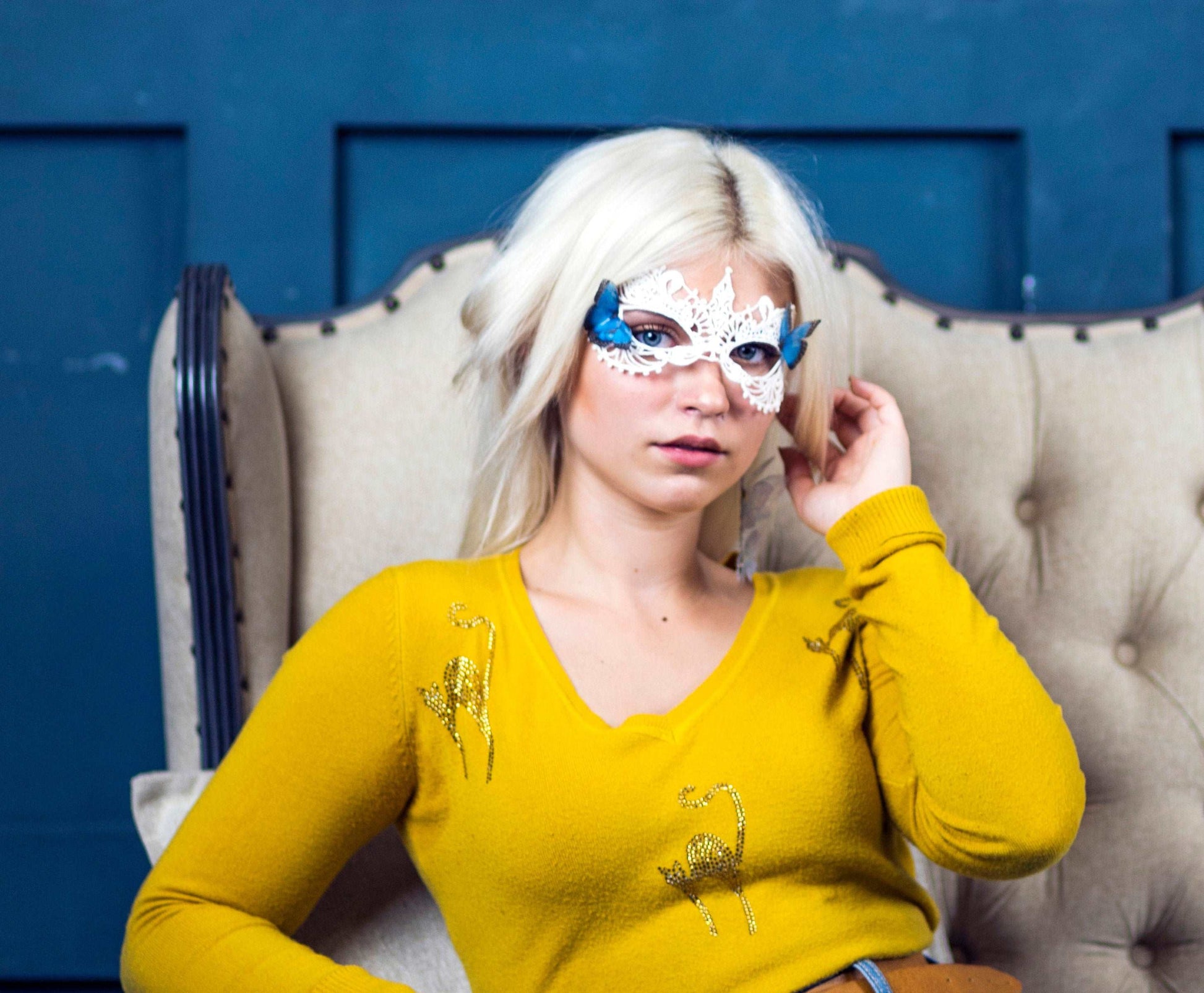 Masquerade Mask with Butterflies - Silk Butterflies