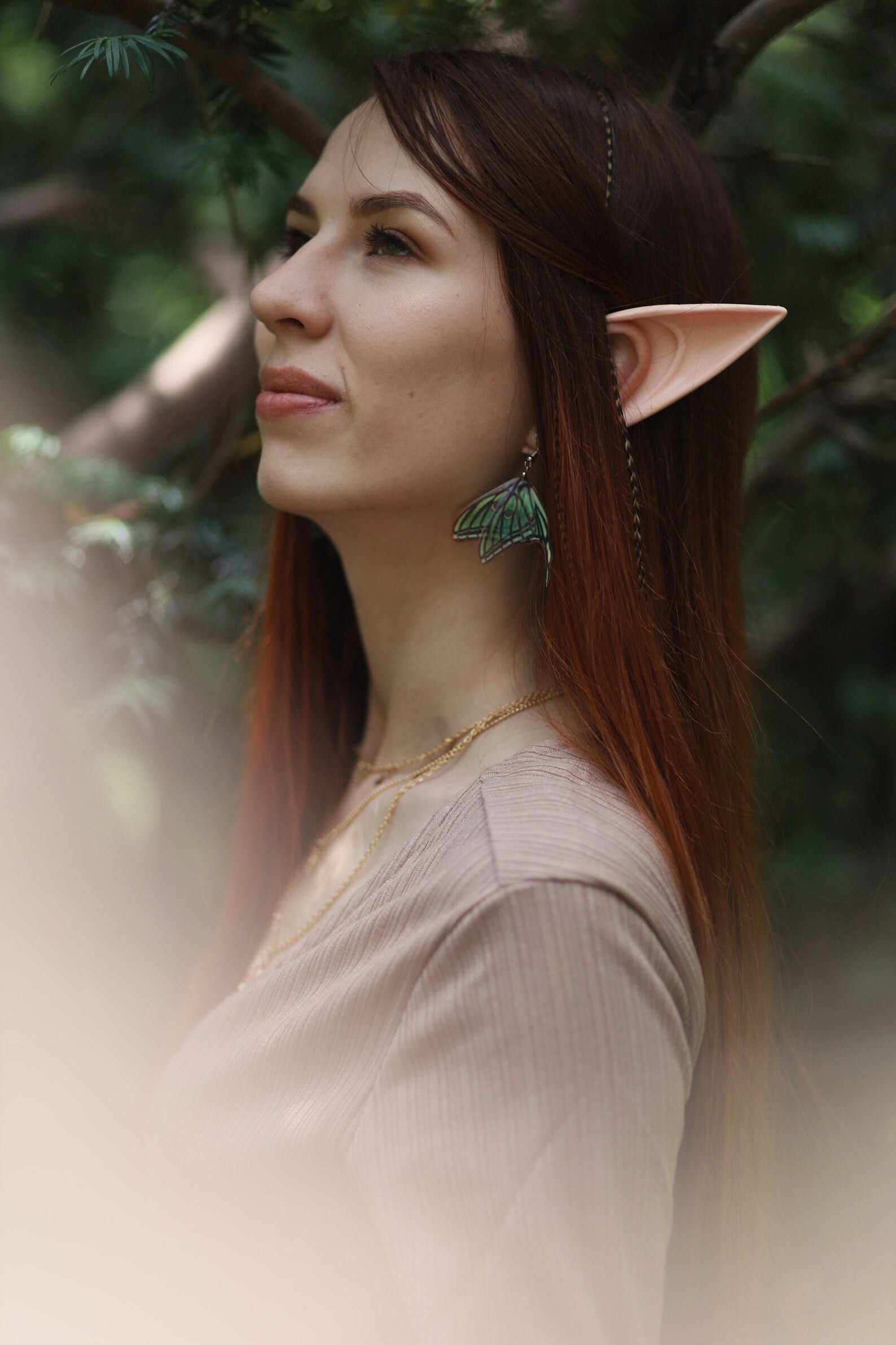 Bohemian Style Earrings with Spanish Luna Moth Wings