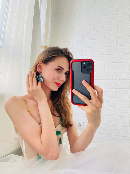 Delicate Green Butterfly Wings - Handmade Earrings