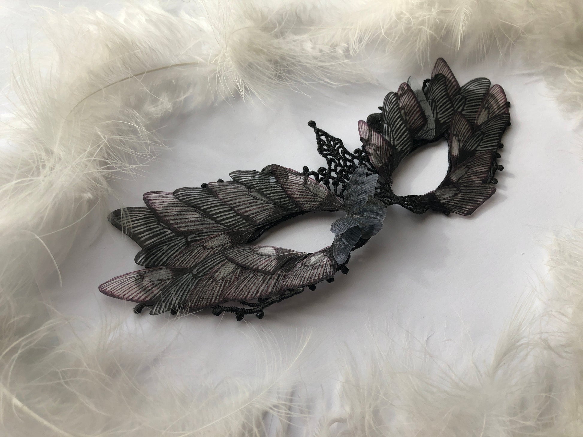 Mask of Silk Butterflies "Maleficent" - Silk Butterflies