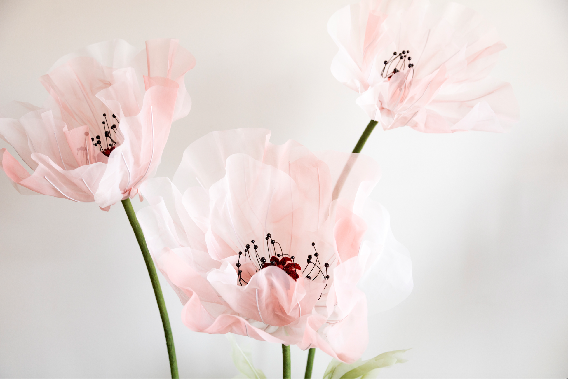 Giant Pink Flowers Handmade of Silk