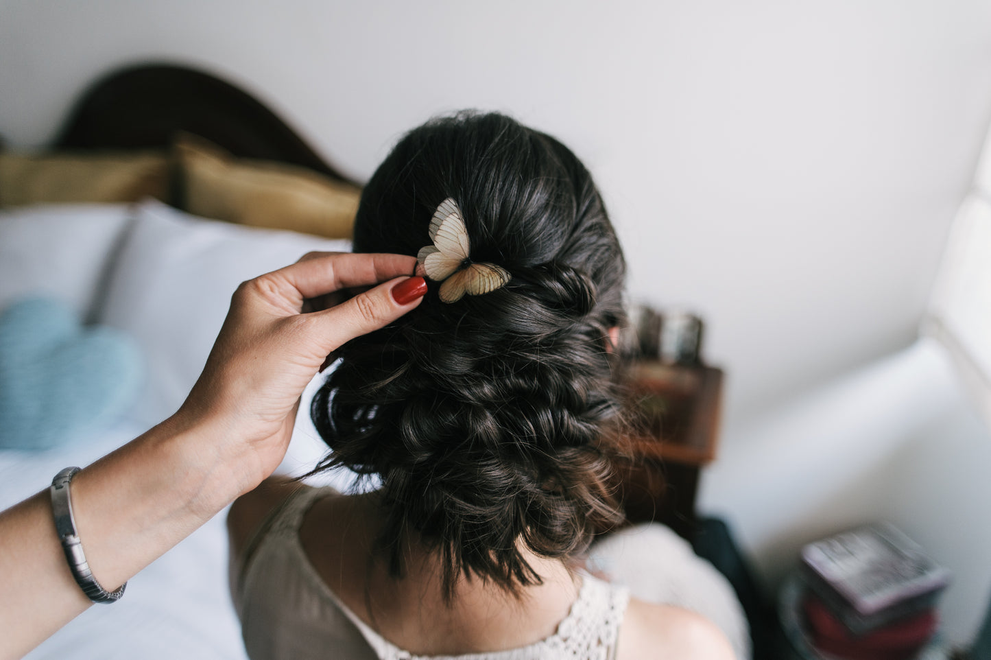 Conjunto de 3 grampos de cabelo borboleta de seda