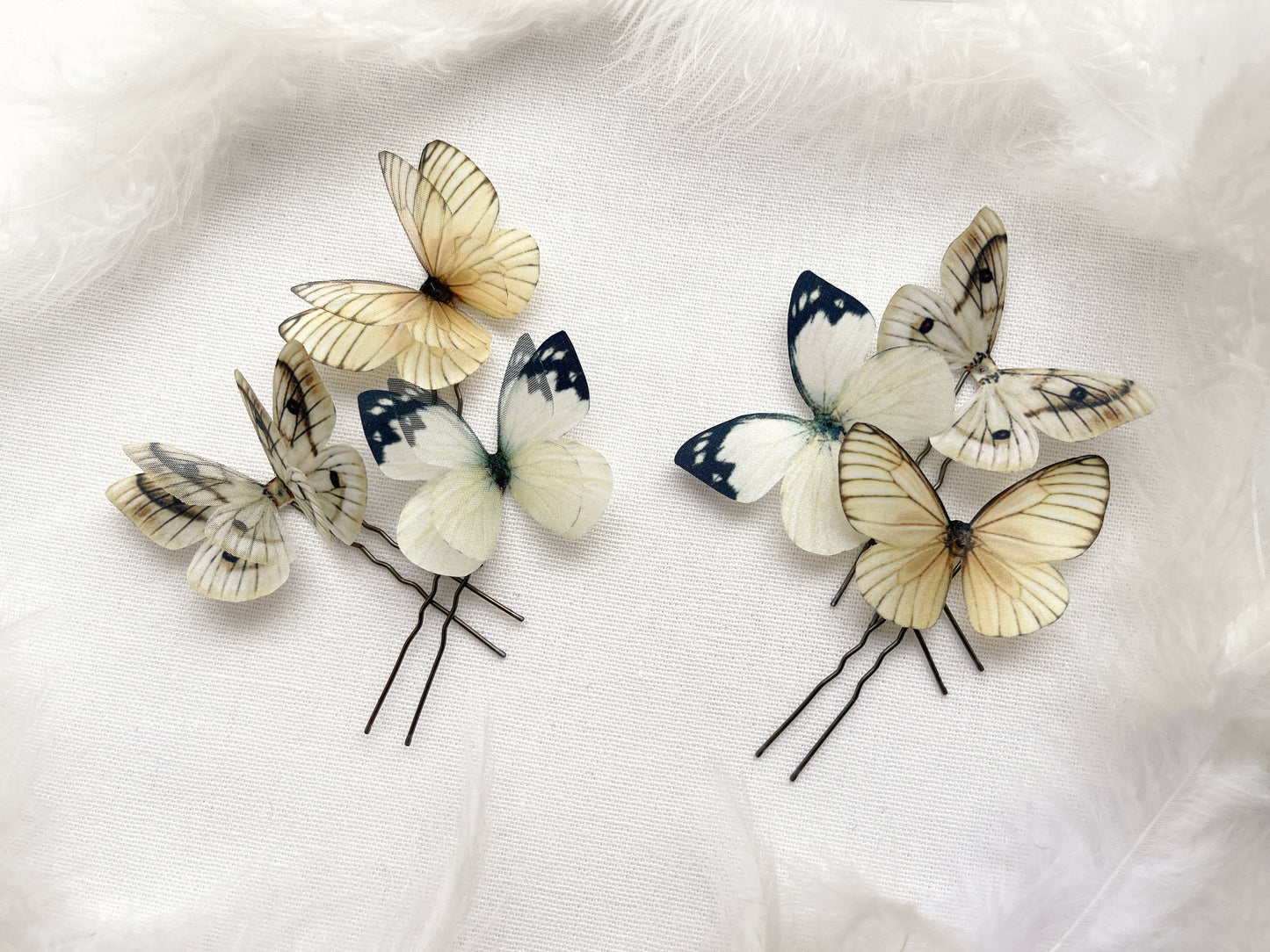 Set of 3 Silk Butterfly Hair Pins