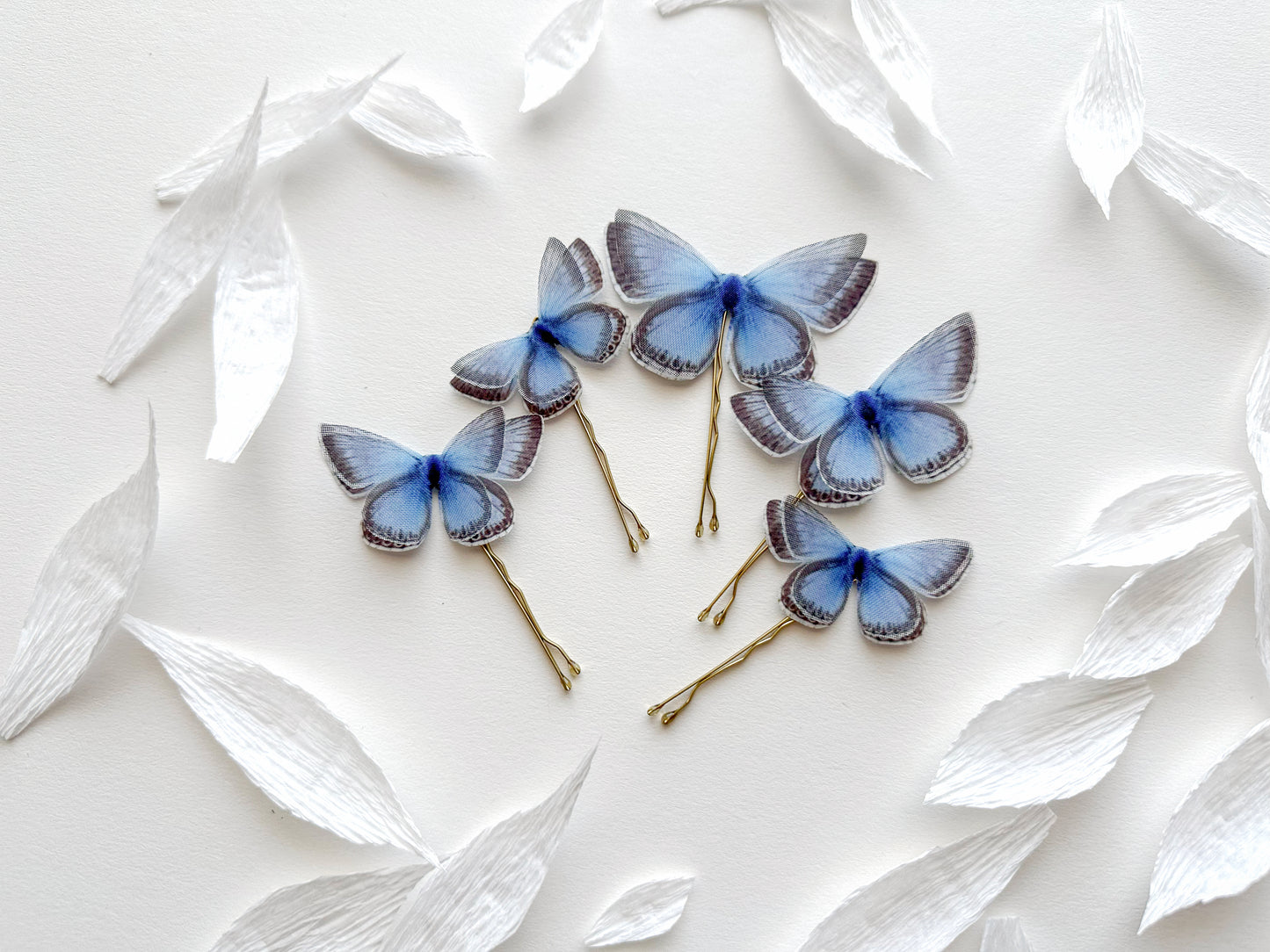 Set of 3 Silk Butterfly Hairpins in Boho Chic Style