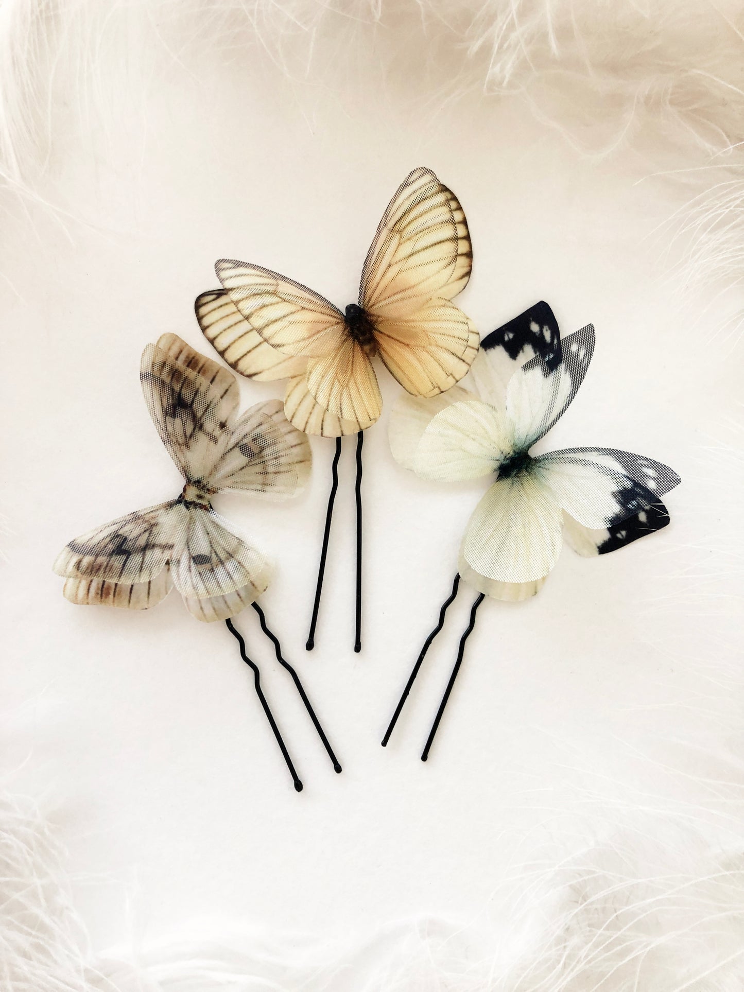 Set of 3 Silk Butterfly Hair Pins