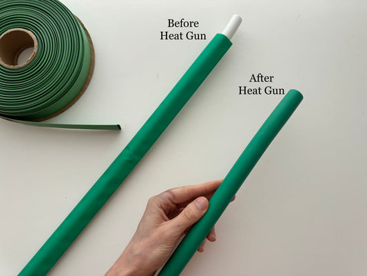 Green Casing for Giant Flowers Stems, before heat gun and after heat gun