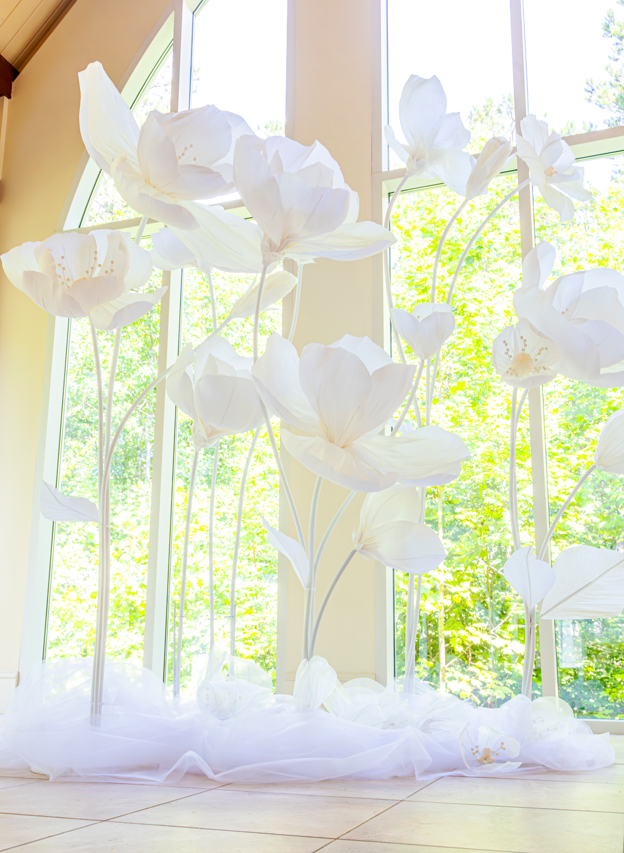 Giant White Flowers decor for sale