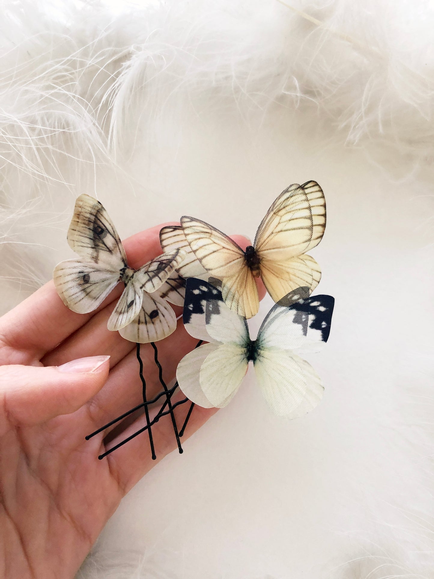 Set of 3 Silk Butterfly Hair Pins
