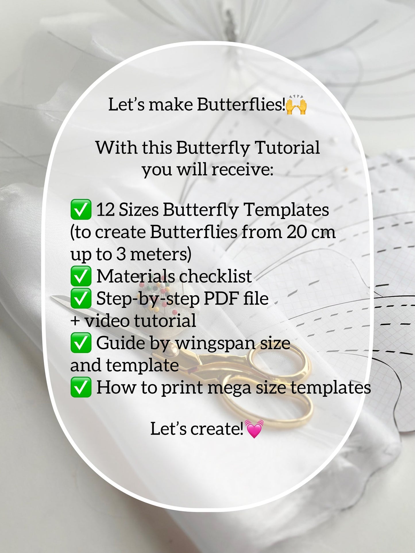 Butterfly template with text overlay on a white background