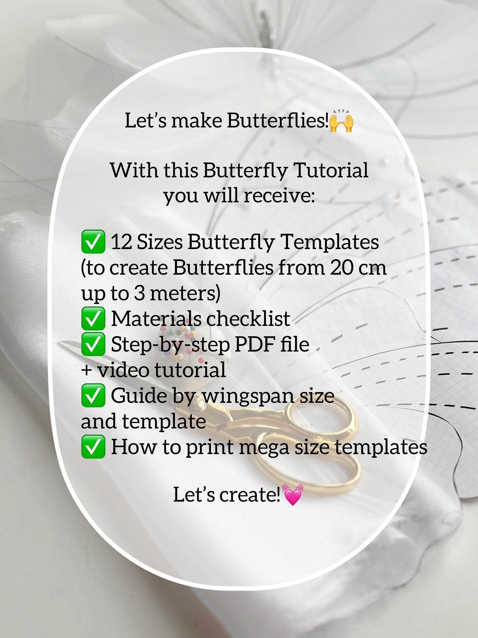 Butterfly template with text overlay on a white background