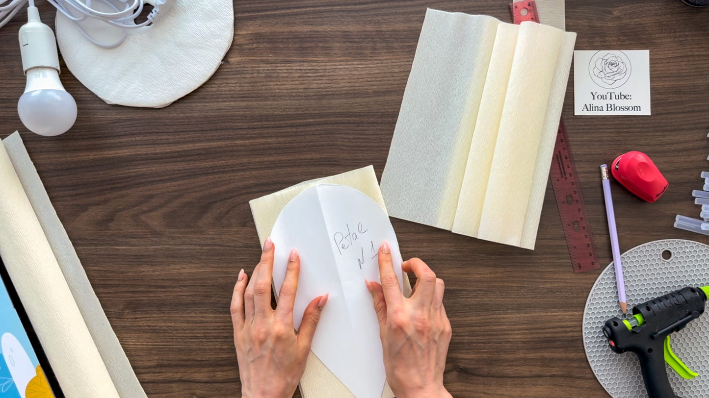 Tracing petal pattern for printable paper peony template