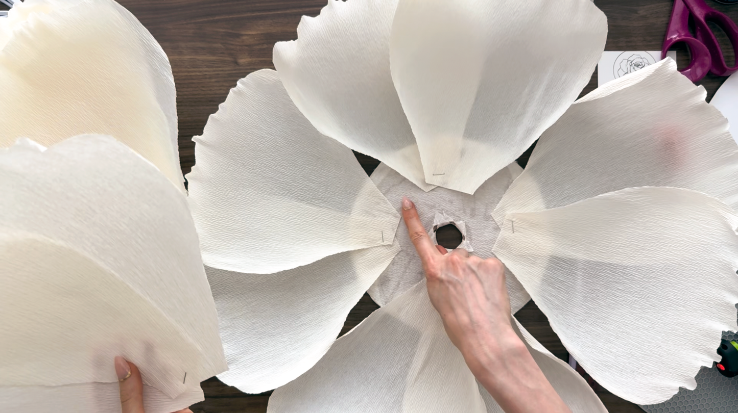 Layering petals for giant peony wall decor lamp