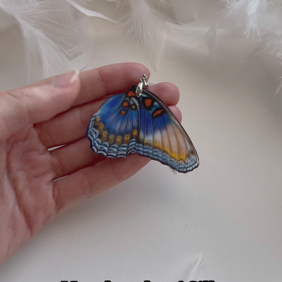 handmade pendant necklace with butterfly wing