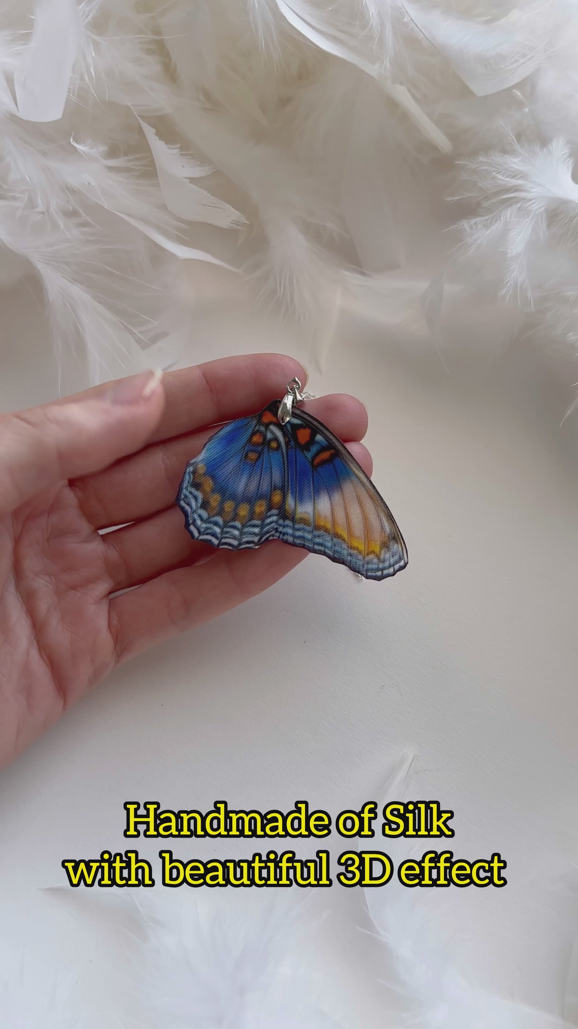 handmade pendant necklace with butterfly wing
