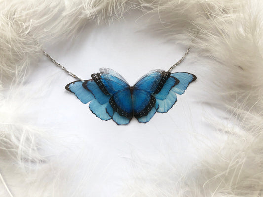 Orchid Flower Butterflies Necklace - Silk Butterflies