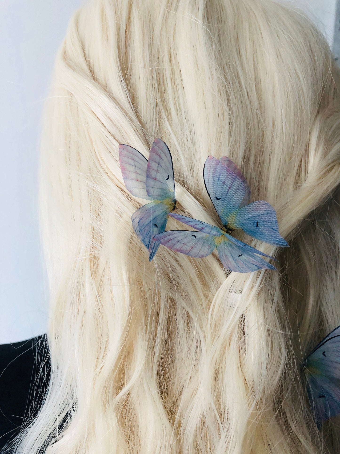 Something Blue: Set of 3 Orchid Butterfly Hairclips - Silk Butterflies