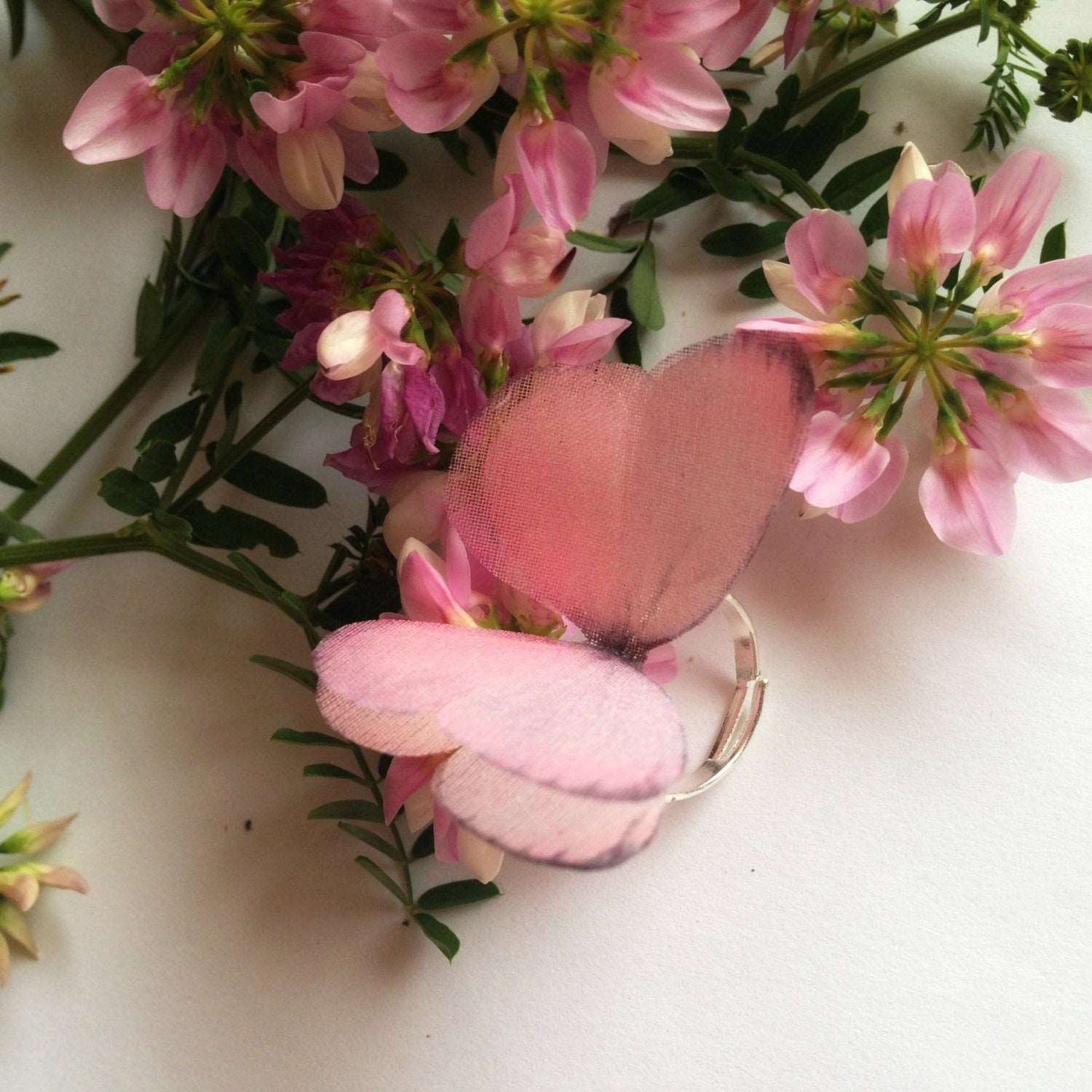 Nature-Inspired Baby Pink Butterfly Ring