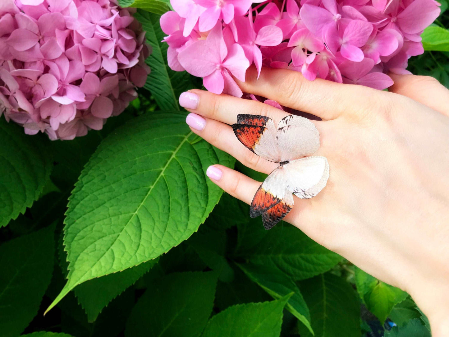 Cute Beige Butterfly Statement Ring for Women